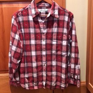 Penmans sz XL vintage button down red ivory grey great quality heavy 100% cotton
